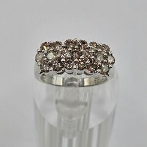 Stampd Silver Ring with Sparkling Brown Accents